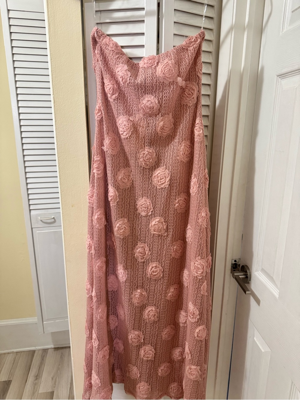 Peppermayo Blush Pink Rosette Knit Maxi Dress - Picture 2 of 5